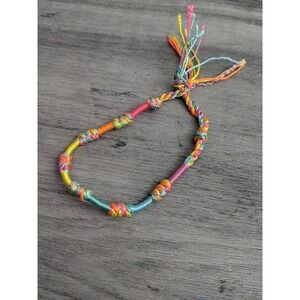 Handmade Woven Friendship Bracelet Rainbow Multi Color Boho Knot Tassel Anklet